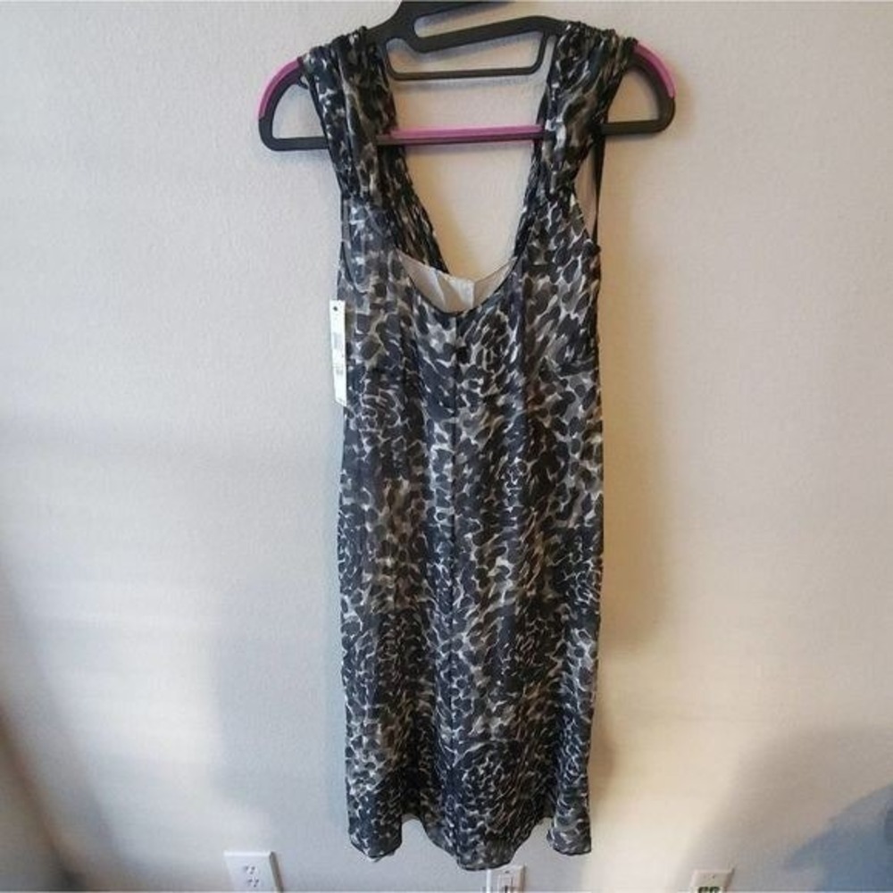 Donna Karan DKNY black grey leopard print silk blend dress size 4 New!! MSRP 395 - Picture 9 of 11